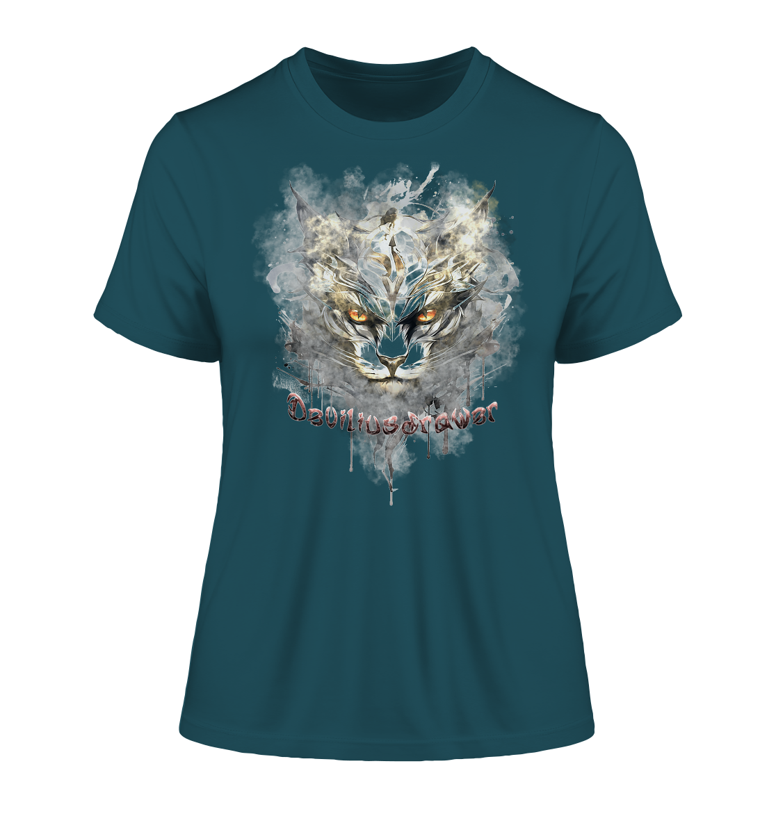 Deviliusdrawer White Catgod - Fitted Ladies Organic Shirt