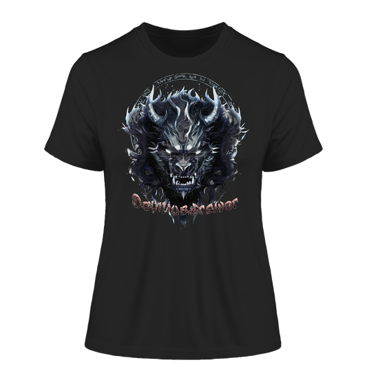 Deviliusdrawer Dark Wolf Mask - Fitted Ladies Organic Shirt