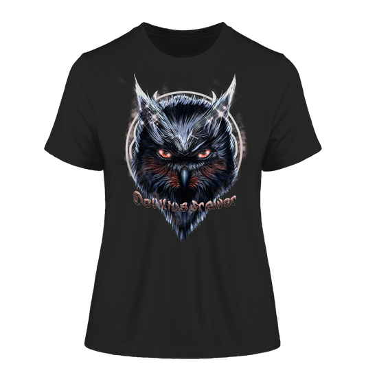 Deviliusdrawer Fire Owl - Fitted Ladies Organic Shirt