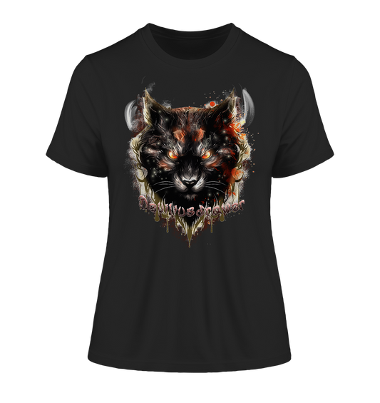 Deviliusdrawer Red Devil Cat - Fitted Ladies Organic Shirt