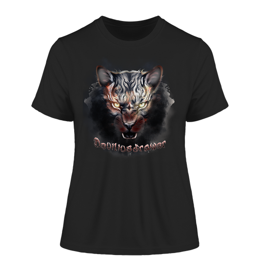Deviliusdrawer Smoke Tiger - Fitted Ladies Organic Shirt