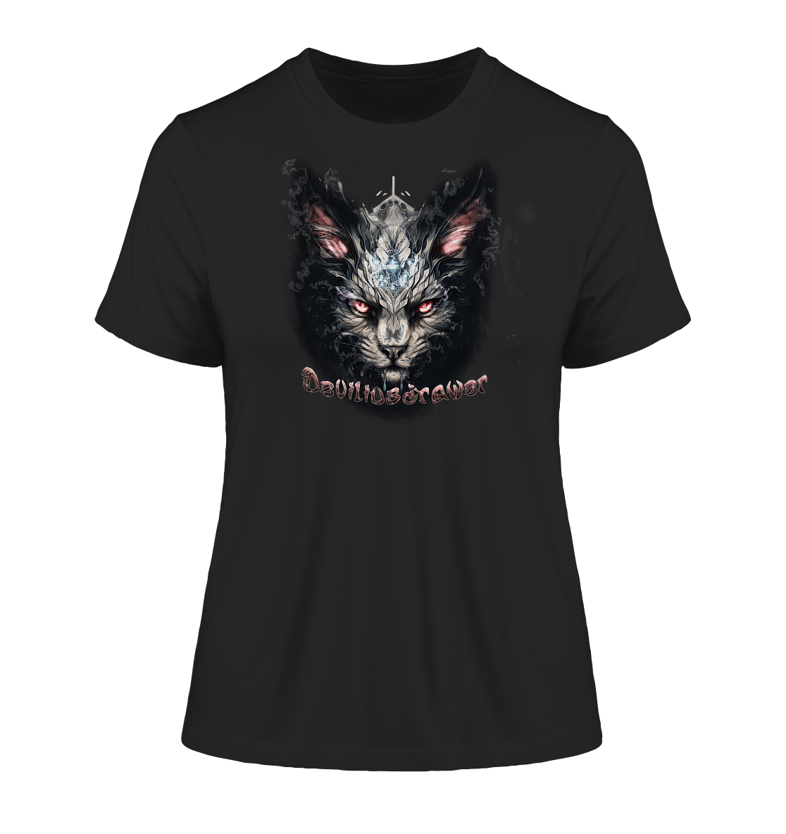 Deviliusdrawer Myshtical Redeyed Cat - Fitted Ladies Organic Shirt