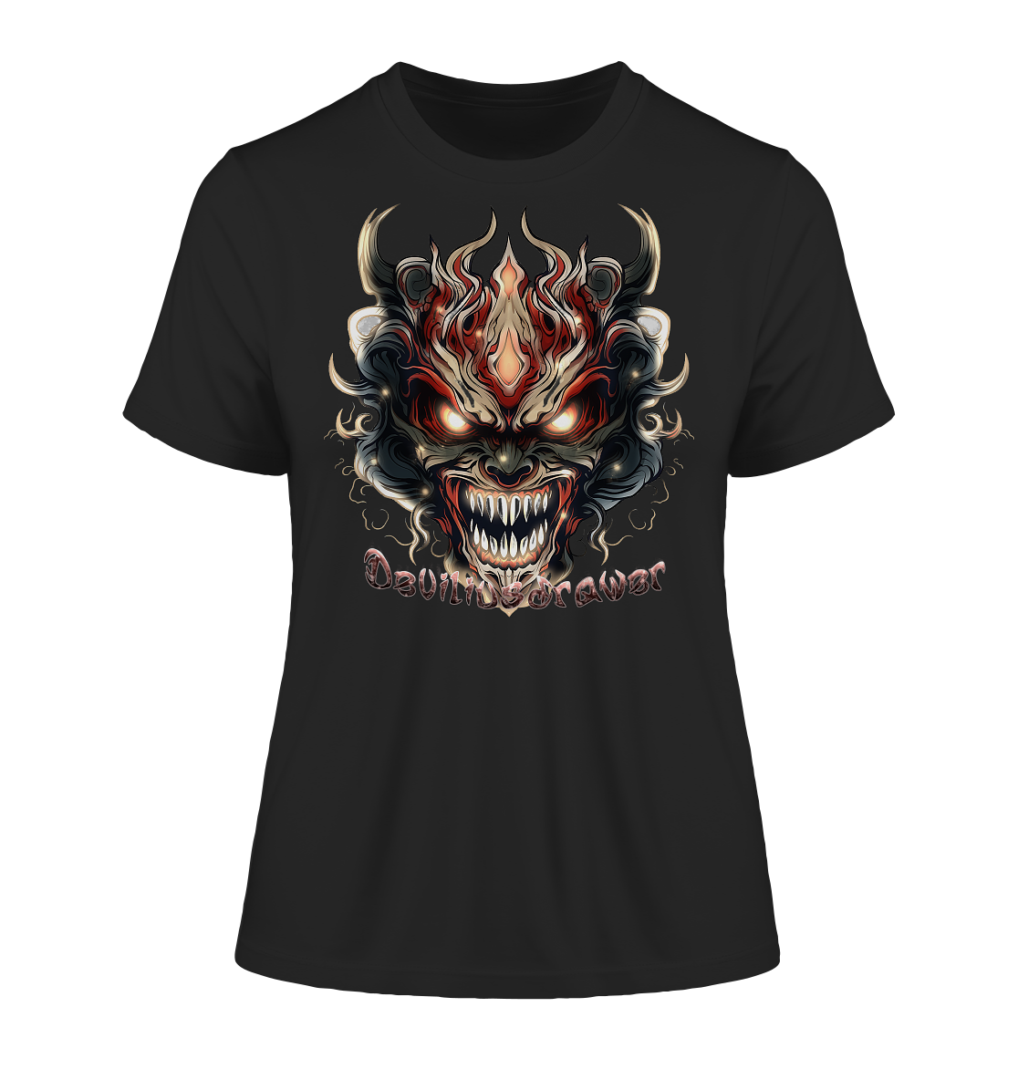 Deviliusdrawer Evil Vamp Mask - Fitted Ladies Organic Shirt