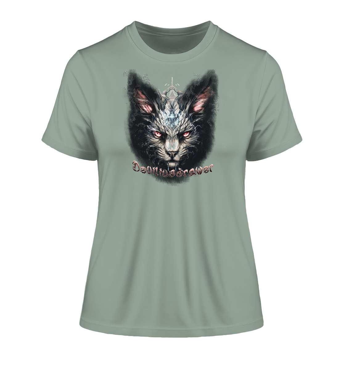 Deviliusdrawer Myshtical Redeyed Cat - Fitted Ladies Organic Shirt