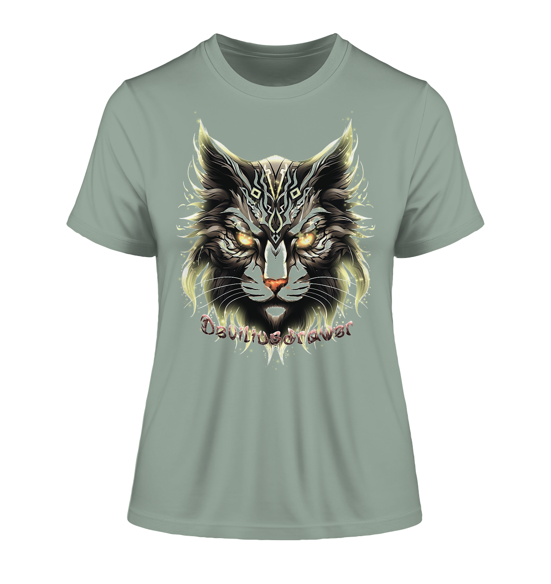 Deviliusdrawer Golden Cat - Fitted Ladies Organic Shirt