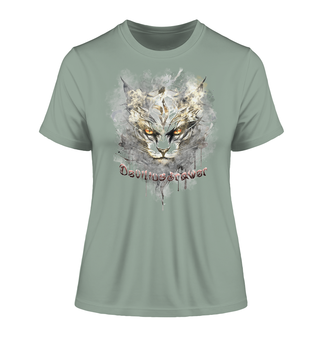Deviliusdrawer White Catgod - Fitted Ladies Organic Shirt