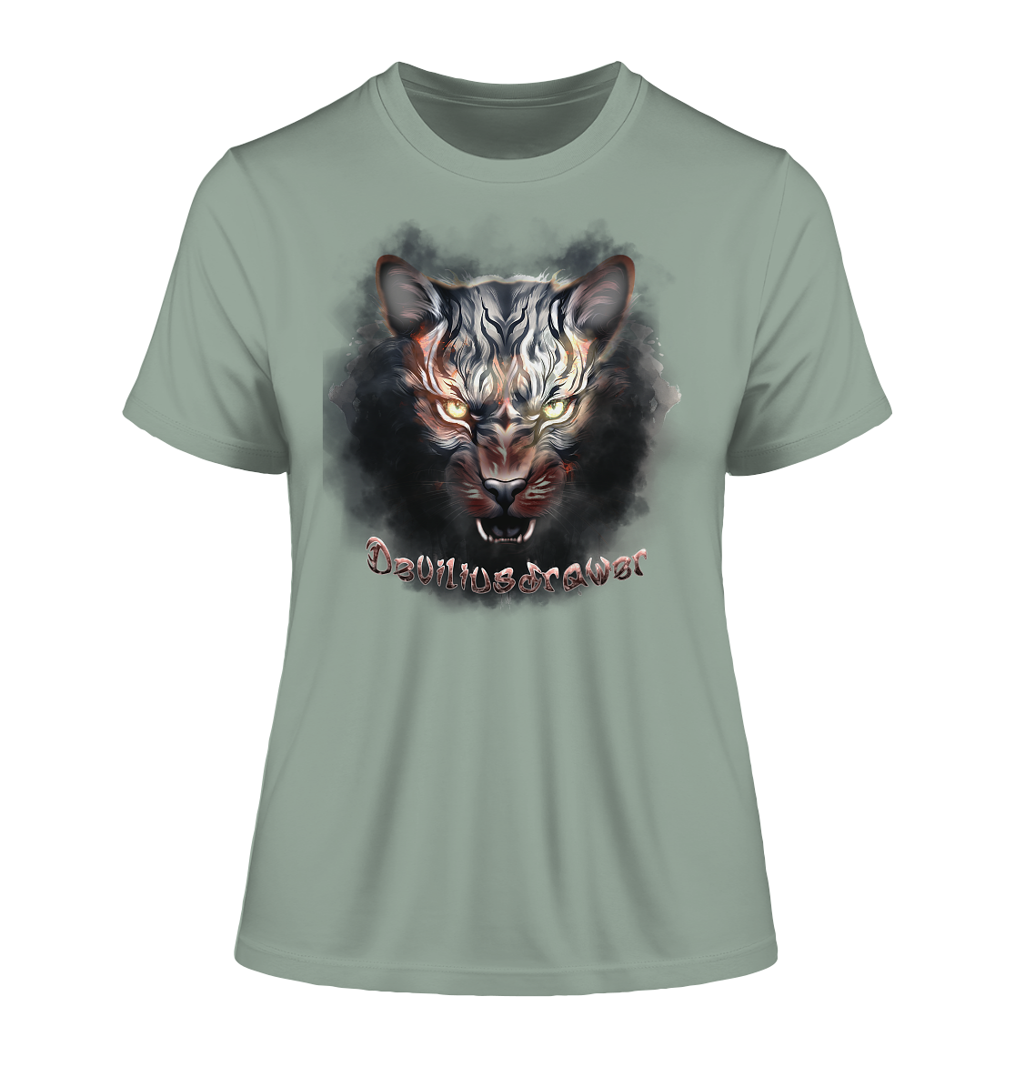 Deviliusdrawer Smoke Tiger - Fitted Ladies Organic Shirt