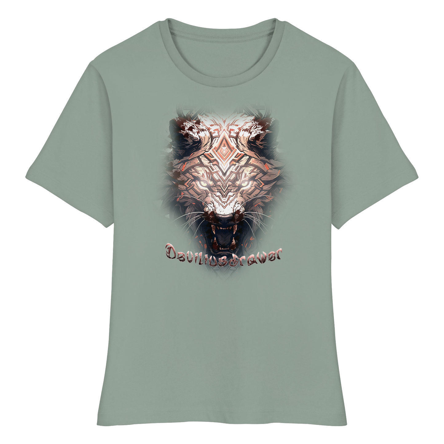 Deviliusdrawer Gold Metal Tiger - Fitted Ladies Organic Shirt