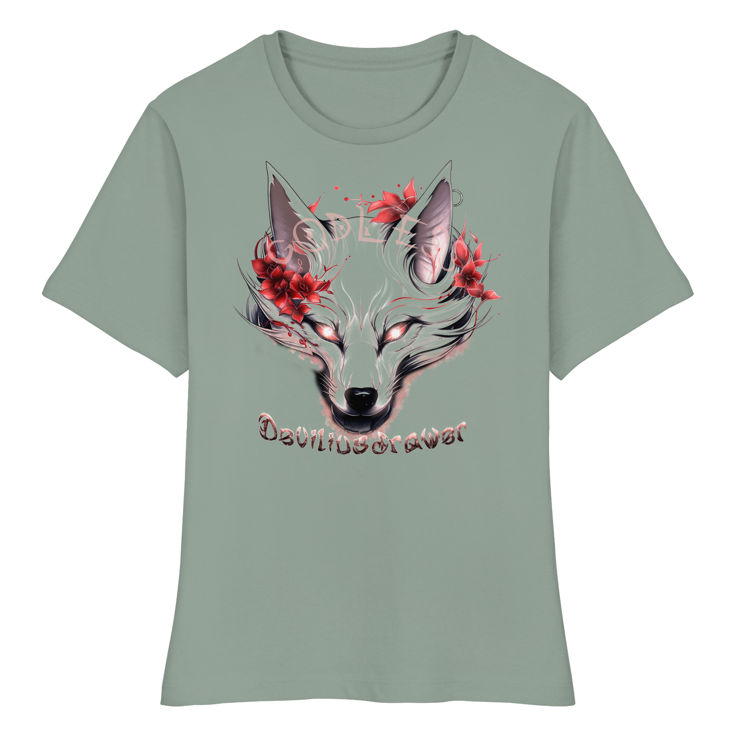 Deviliusdrawer Kitsune Wolf - Fitted Ladies Organic Shirt
