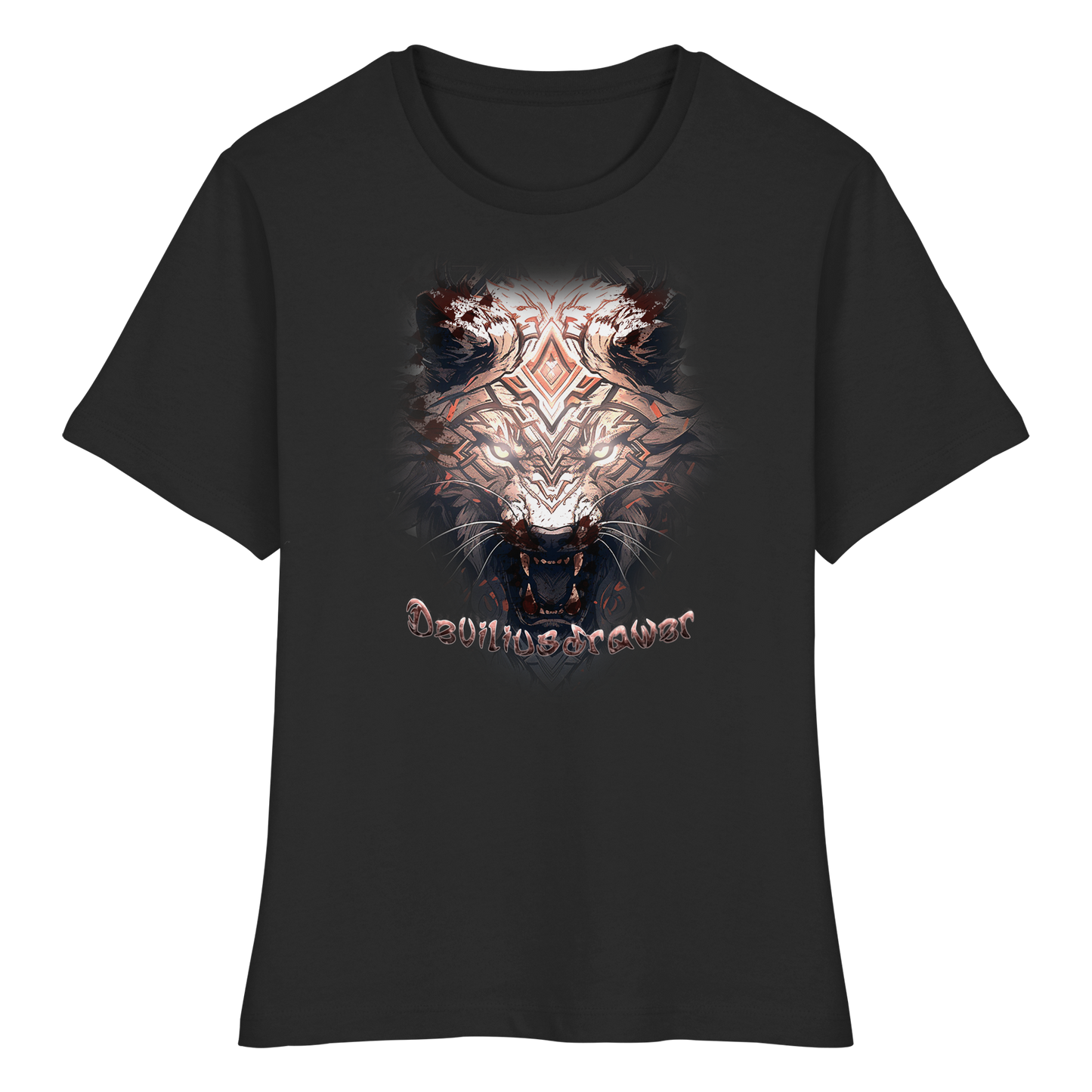 Deviliusdrawer Gold Metal Tiger - Fitted Ladies Organic Shirt