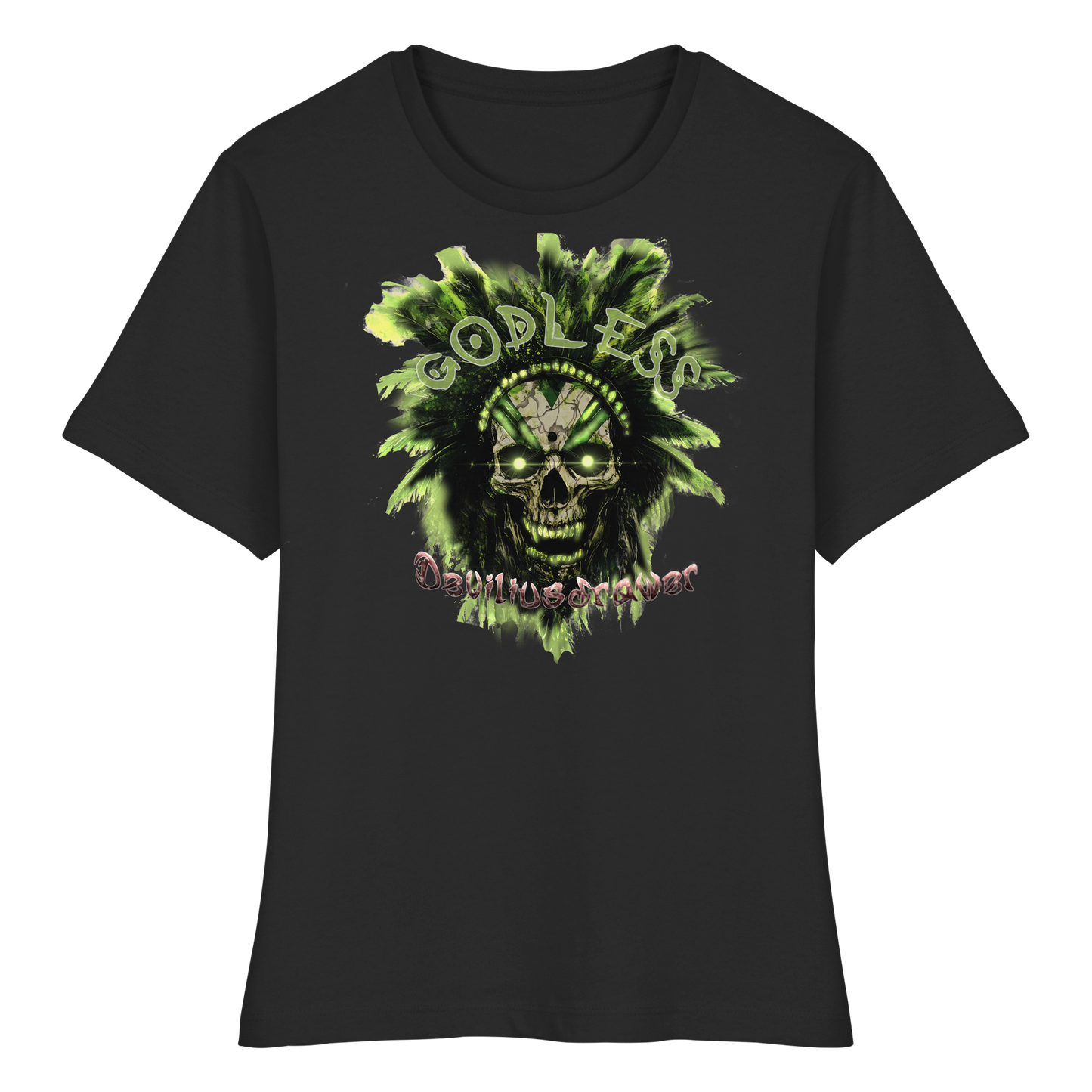 Deviliusdrawer Godless Skull - Fitted Ladies Organic Shirt