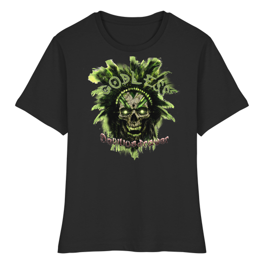 Deviliusdrawer Godless Skull - Fitted Ladies Organic Shirt