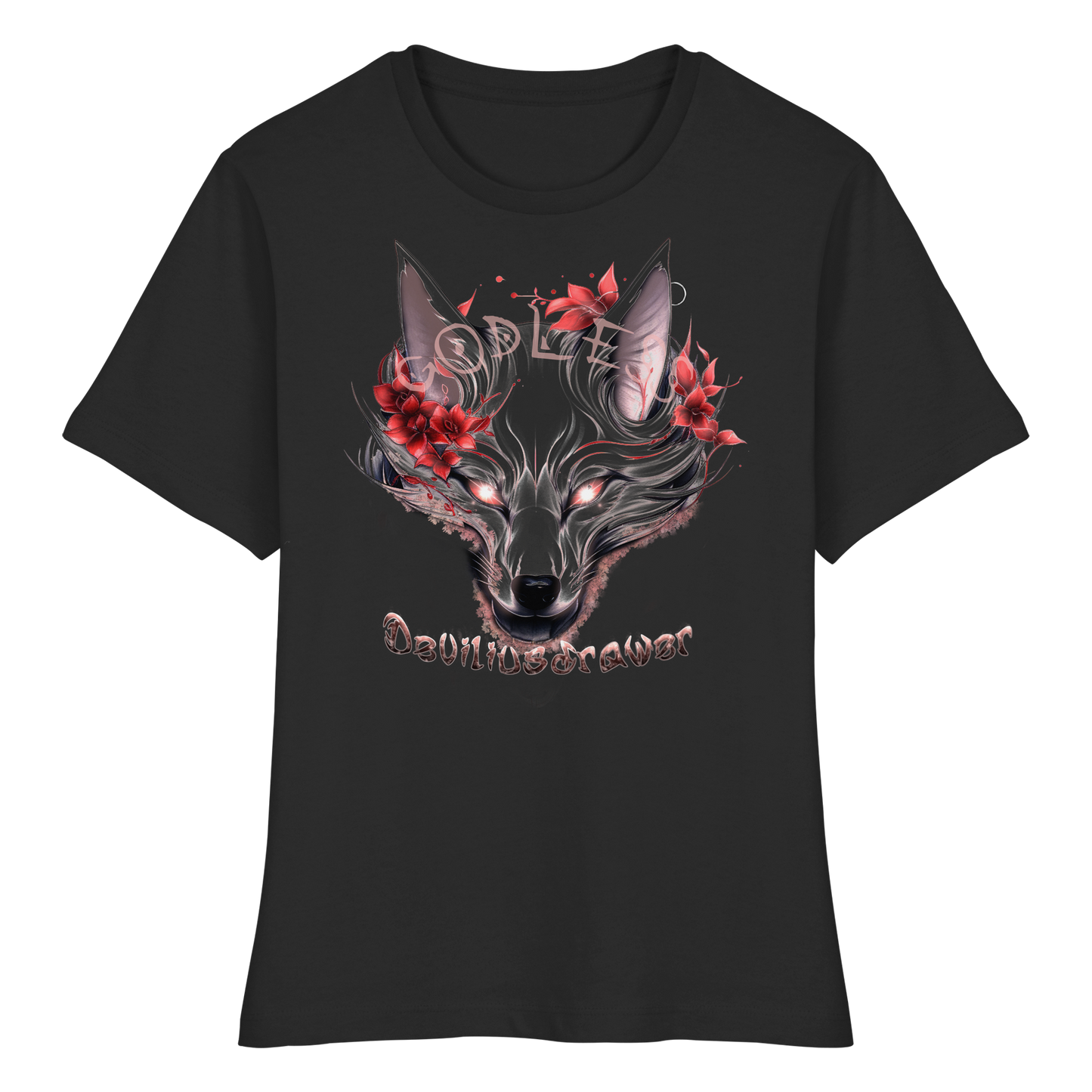 Deviliusdrawer Kitsune Wolf - Fitted Ladies Organic Shirt