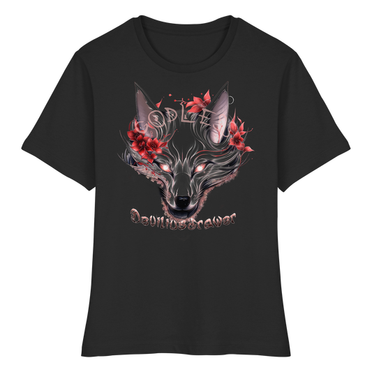 Deviliusdrawer Kitsune Wolf - Fitted Ladies Organic Shirt