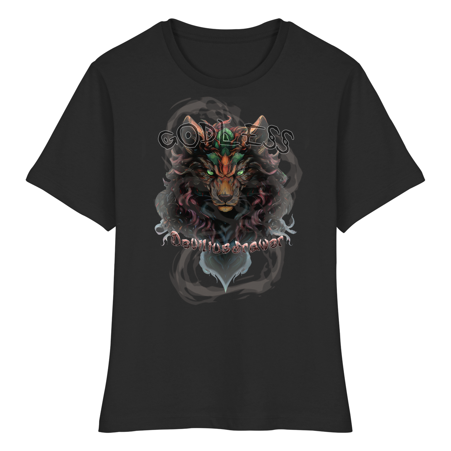 Deviliusdrawer Godless Wolf - Fitted Ladies Organic Shirt
