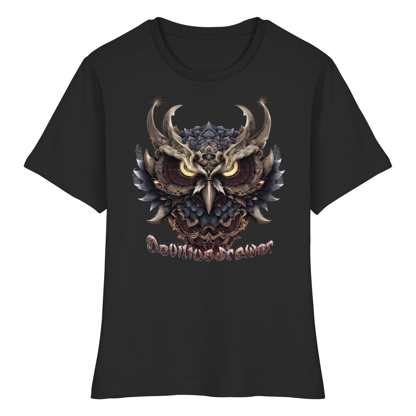 Deviliusdrawer Golden Owl - Fitted Ladies Organic Shirt