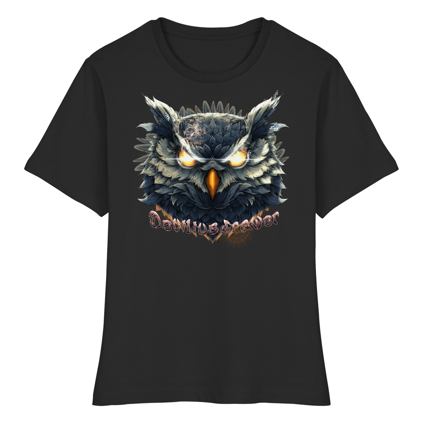 Deviliusdrawer Dark Fire Owl - Fitted Ladies Organic Shirt