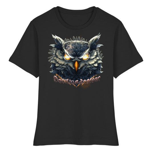 Deviliusdrawer Dark Fire Owl - Fitted Ladies Organic Shirt