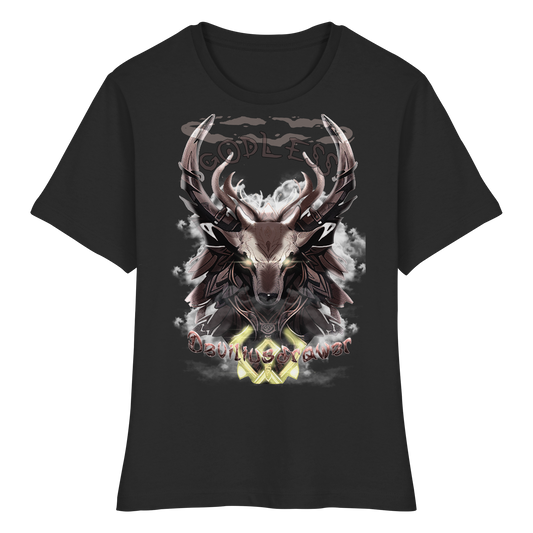 Deviliusdrawer Godless Deer - Fitted Ladies Organic Shirt