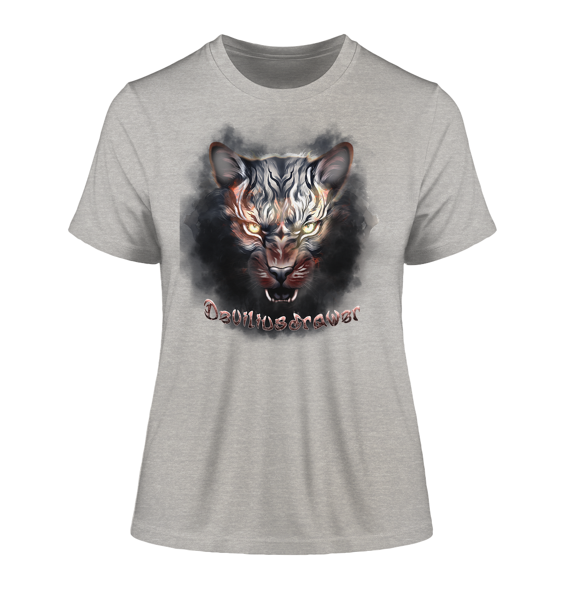 Deviliusdrawer Smoke Tiger - Fitted Ladies Organic Shirt