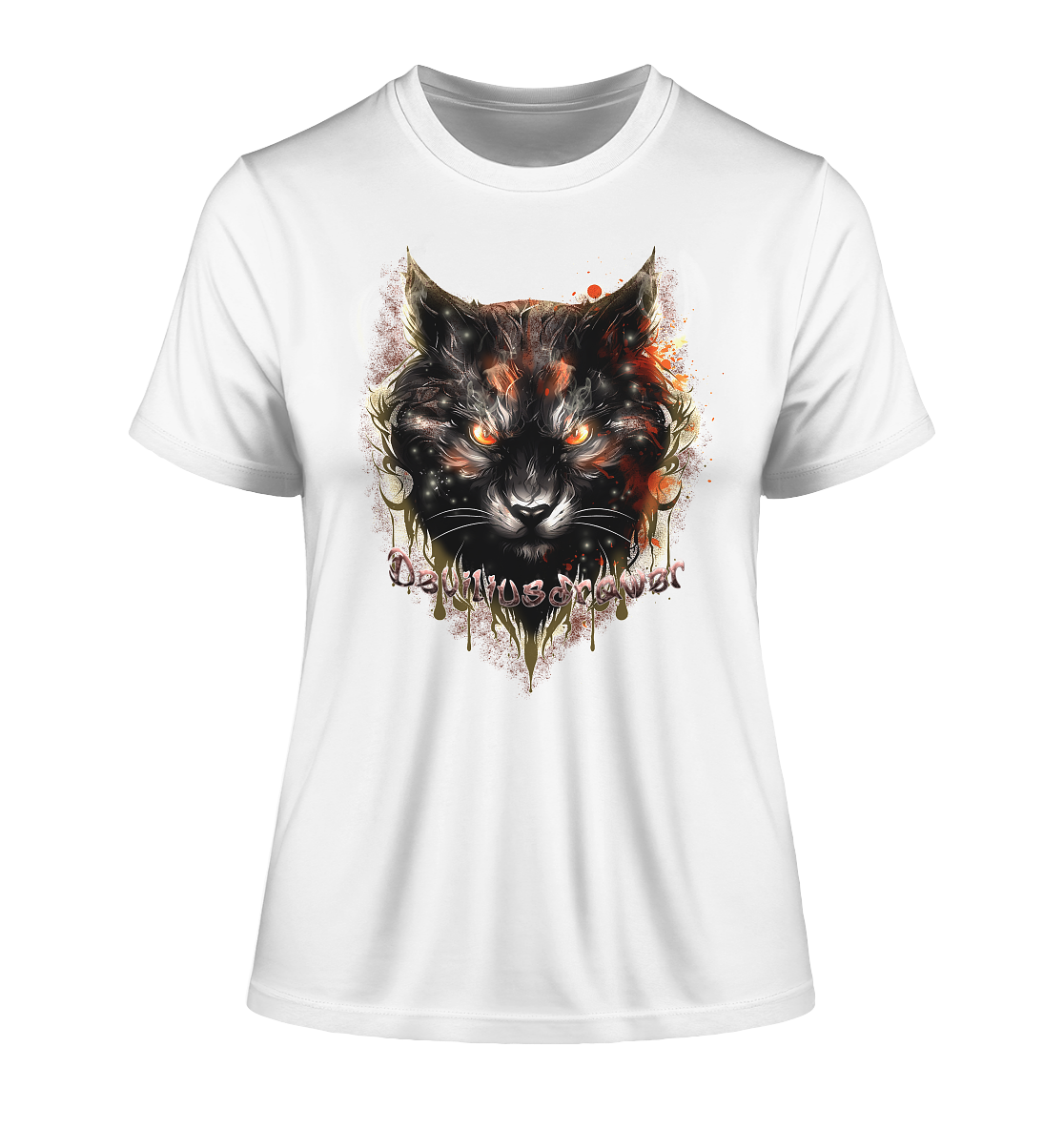 Deviliusdrawer Red Devil Cat - Fitted Ladies Organic Shirt