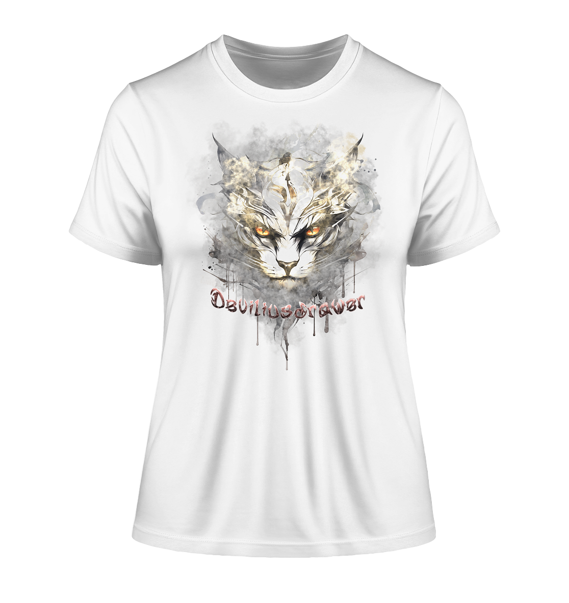Deviliusdrawer White Catgod - Fitted Ladies Organic Shirt