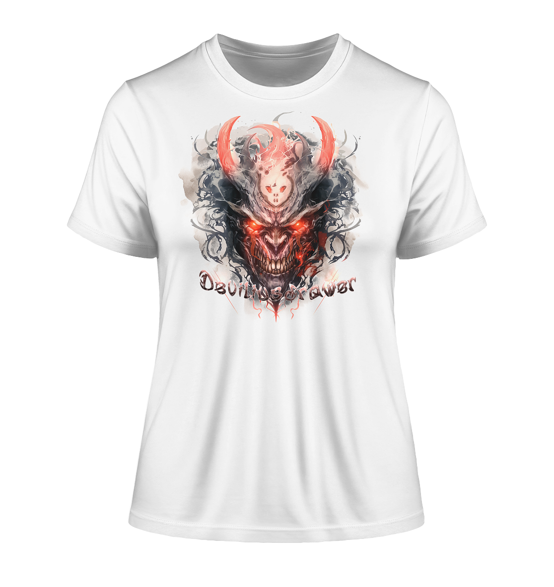 Deviliusdrawer Red Horn Devil - Fitted Ladies Organic Shirt