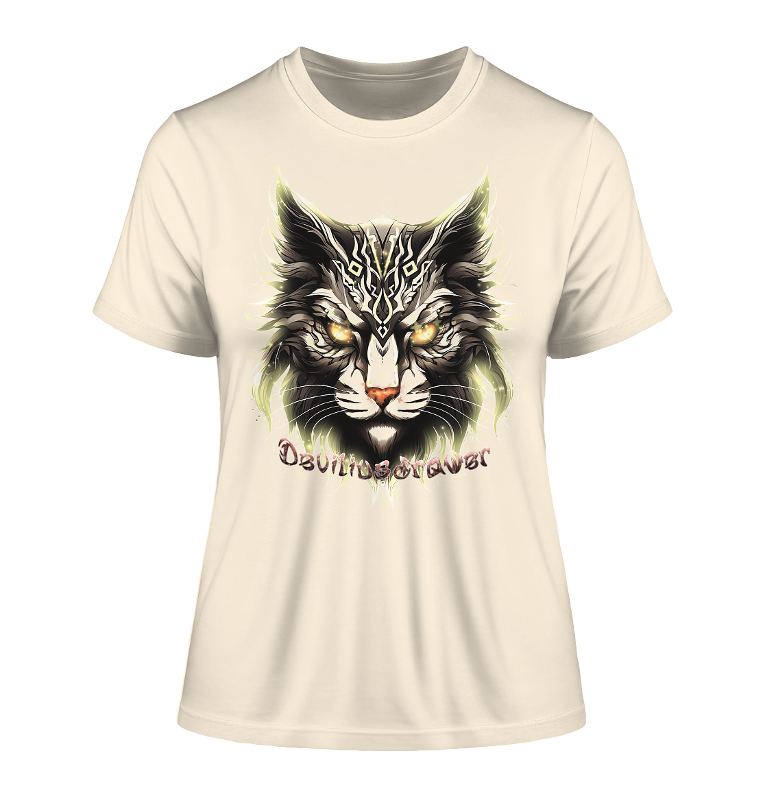 Deviliusdrawer Golden Cat - Fitted Ladies Organic Shirt