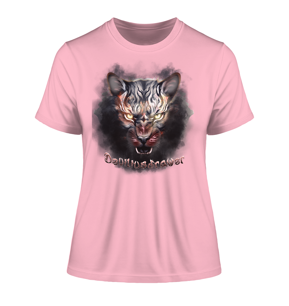 Deviliusdrawer Smoke Tiger - Fitted Ladies Organic Shirt