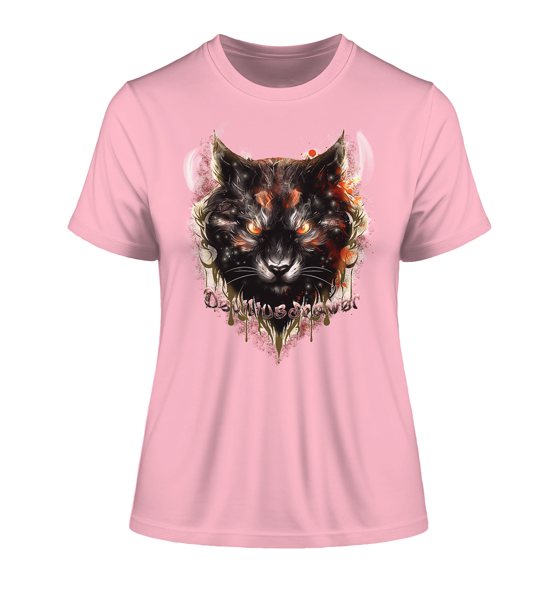 Deviliusdrawer Red Devil Cat - Fitted Ladies Organic Shirt