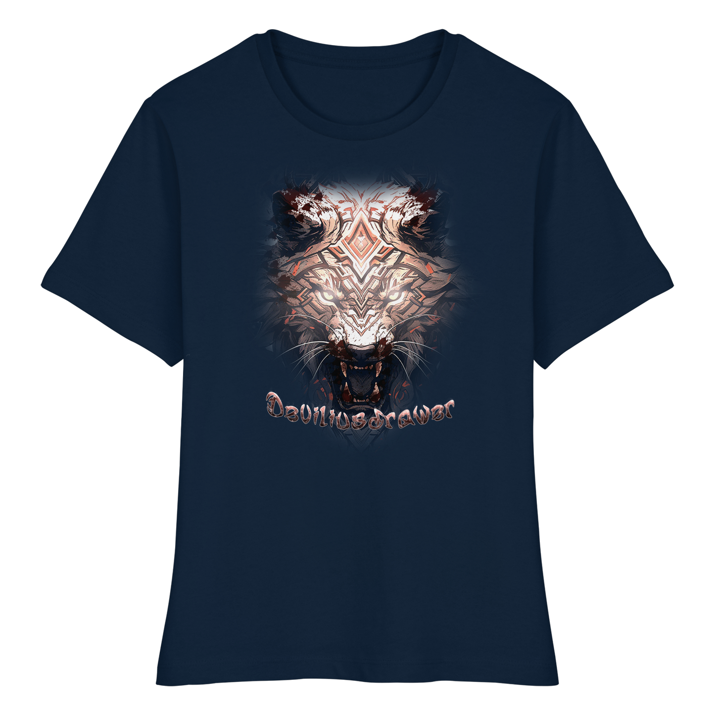 Deviliusdrawer Gold Metal Tiger - Fitted Ladies Organic Shirt