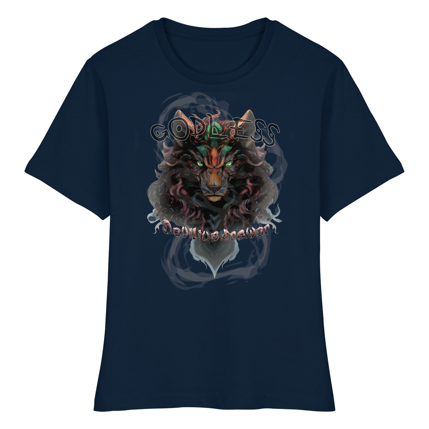 Deviliusdrawer Godless Wolf - Fitted Ladies Organic Shirt