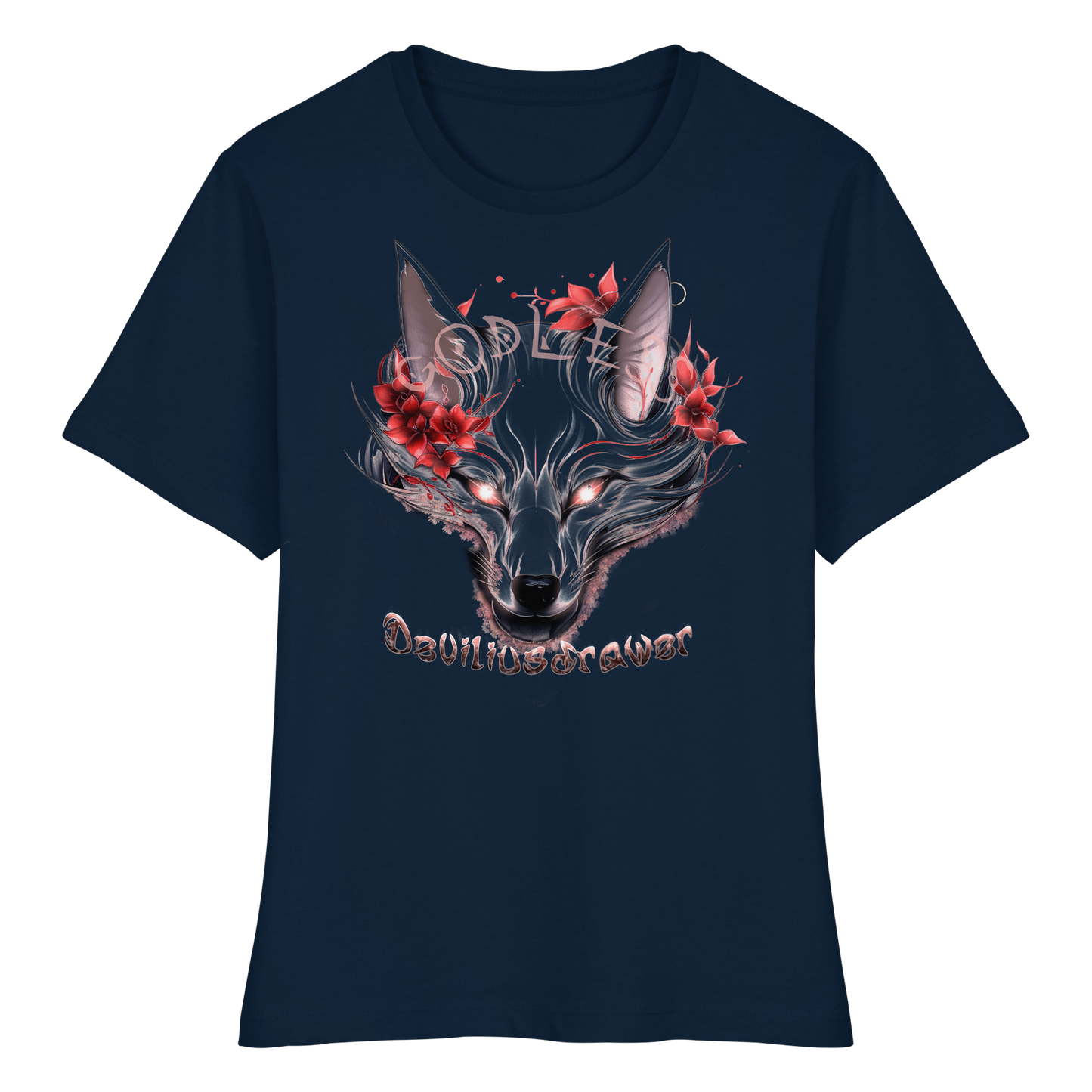 Deviliusdrawer Kitsune Wolf - Fitted Ladies Organic Shirt
