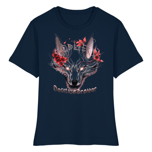 Deviliusdrawer Kitsune Wolf - Fitted Ladies Organic Shirt