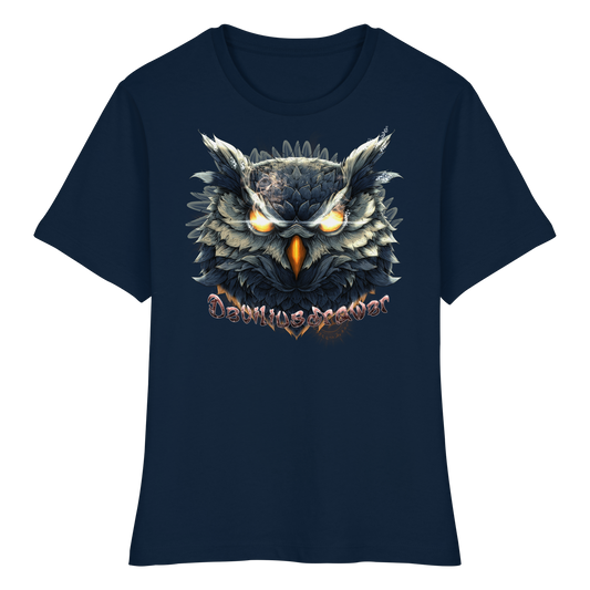 Deviliusdrawer Dark Fire Owl - Fitted Ladies Organic Shirt