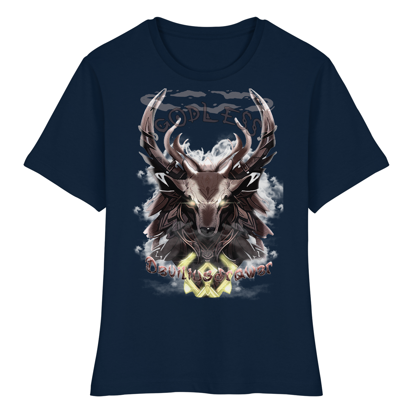 Deviliusdrawer Godless Deer - Fitted Ladies Organic Shirt