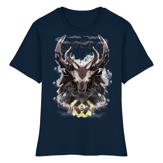 Deviliusdrawer Godless Deer - Fitted Ladies Organic Shirt