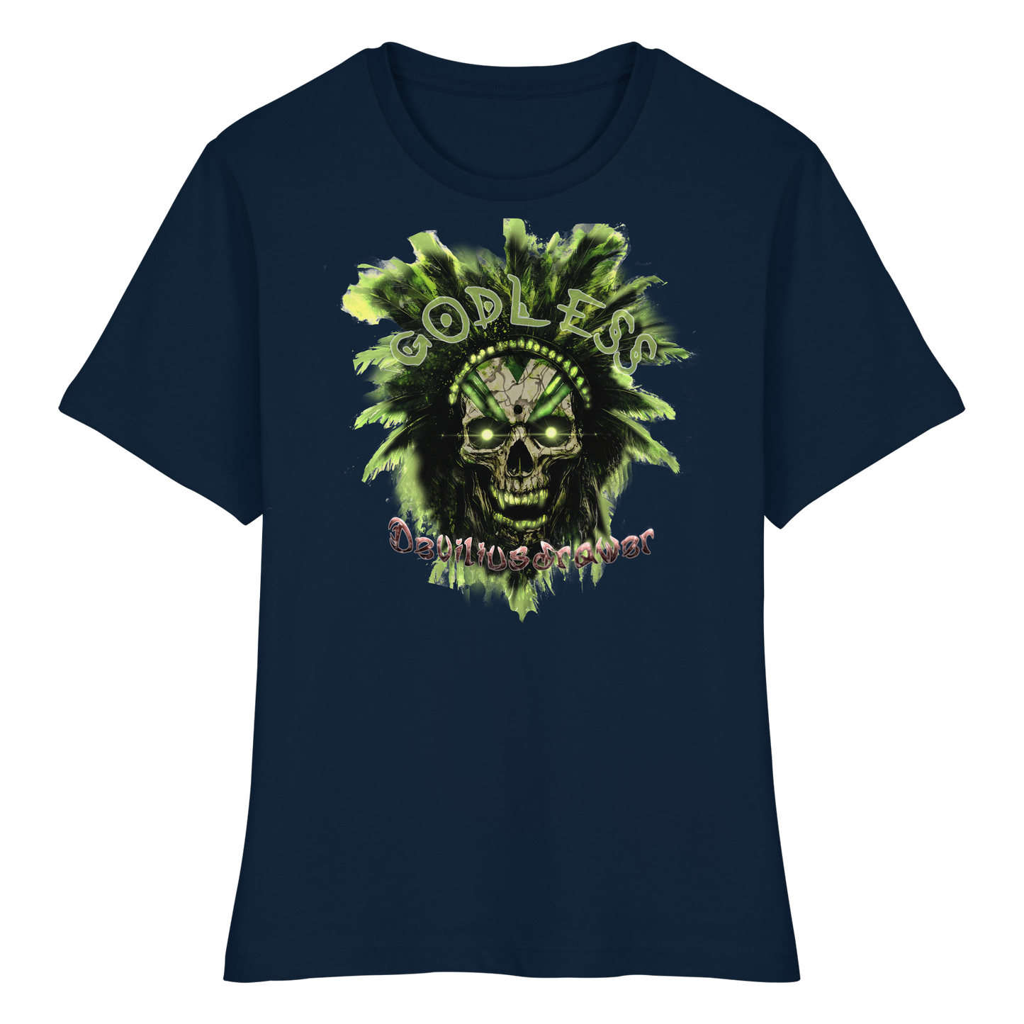 Deviliusdrawer Godless Skull - Fitted Ladies Organic Shirt