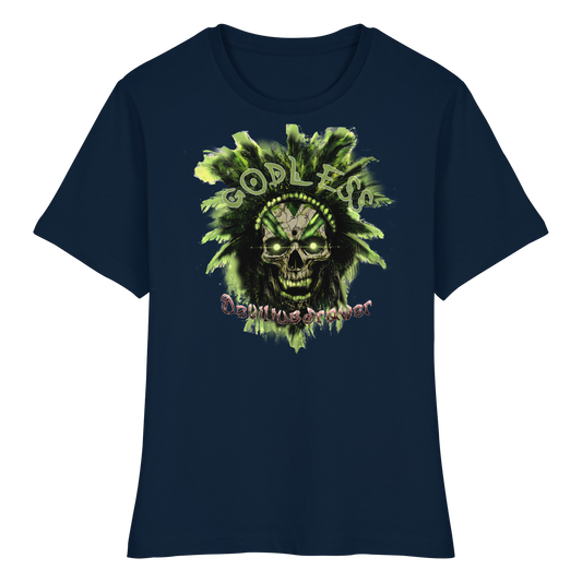 Deviliusdrawer Godless Skull - Fitted Ladies Organic Shirt