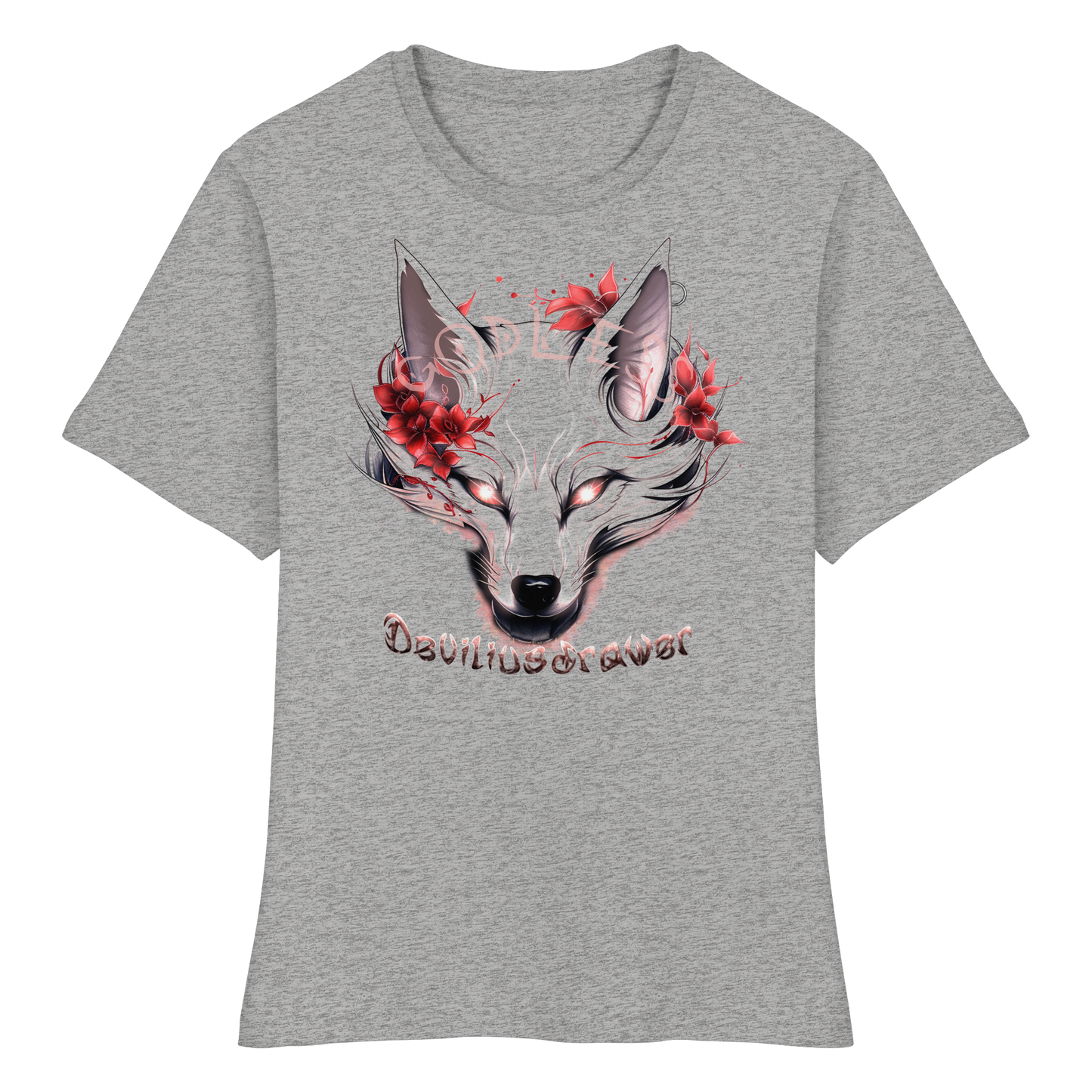 Deviliusdrawer Kitsune Wolf - Fitted Ladies Organic Shirt
