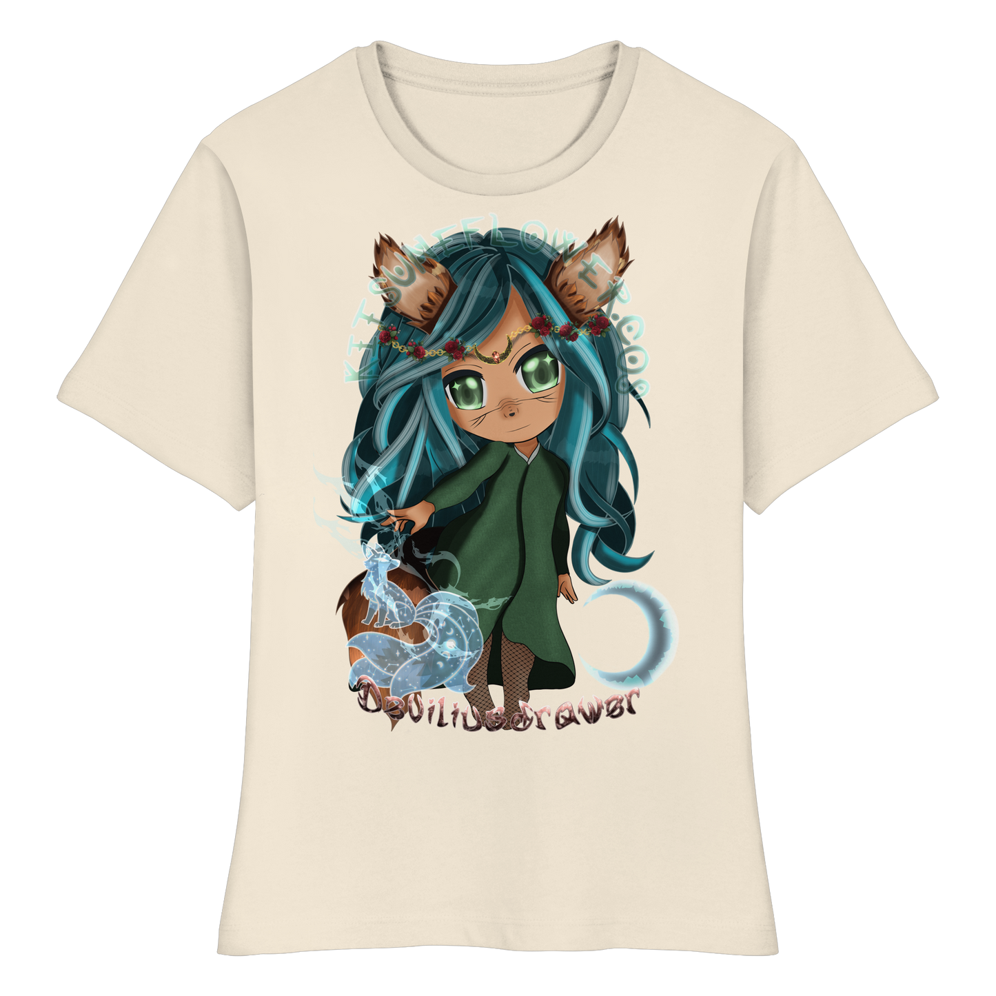 Deviliusdrawer Kitsuneflower - Fitted Ladies Organic Shirt