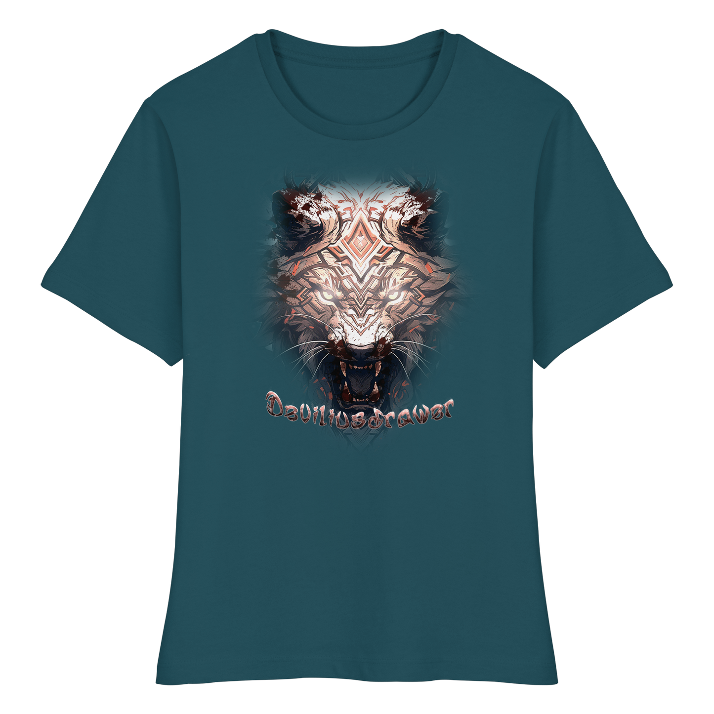 Deviliusdrawer Gold Metal Tiger - Fitted Ladies Organic Shirt