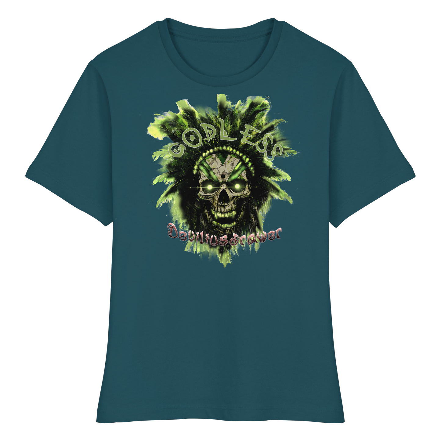 Deviliusdrawer Godless Skull - Fitted Ladies Organic Shirt
