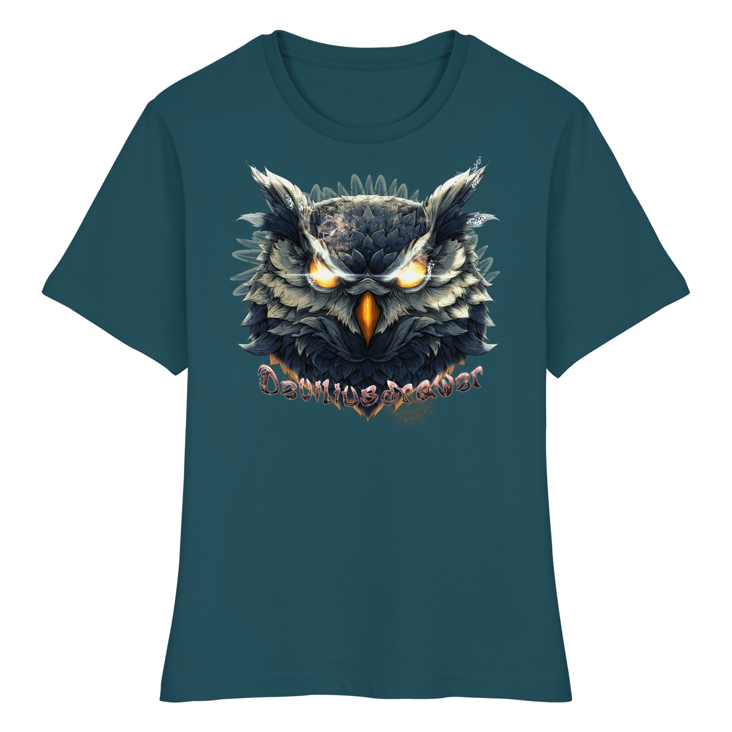 Deviliusdrawer Dark Fire Owl - Fitted Ladies Organic Shirt