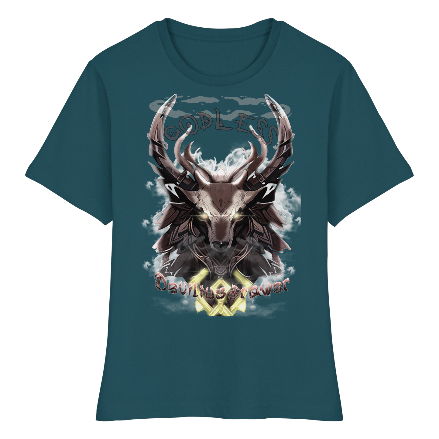 Deviliusdrawer Godless Deer - Fitted Ladies Organic Shirt