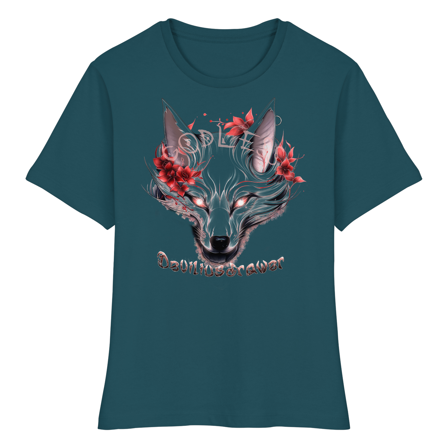 Deviliusdrawer Kitsune Wolf - Fitted Ladies Organic Shirt