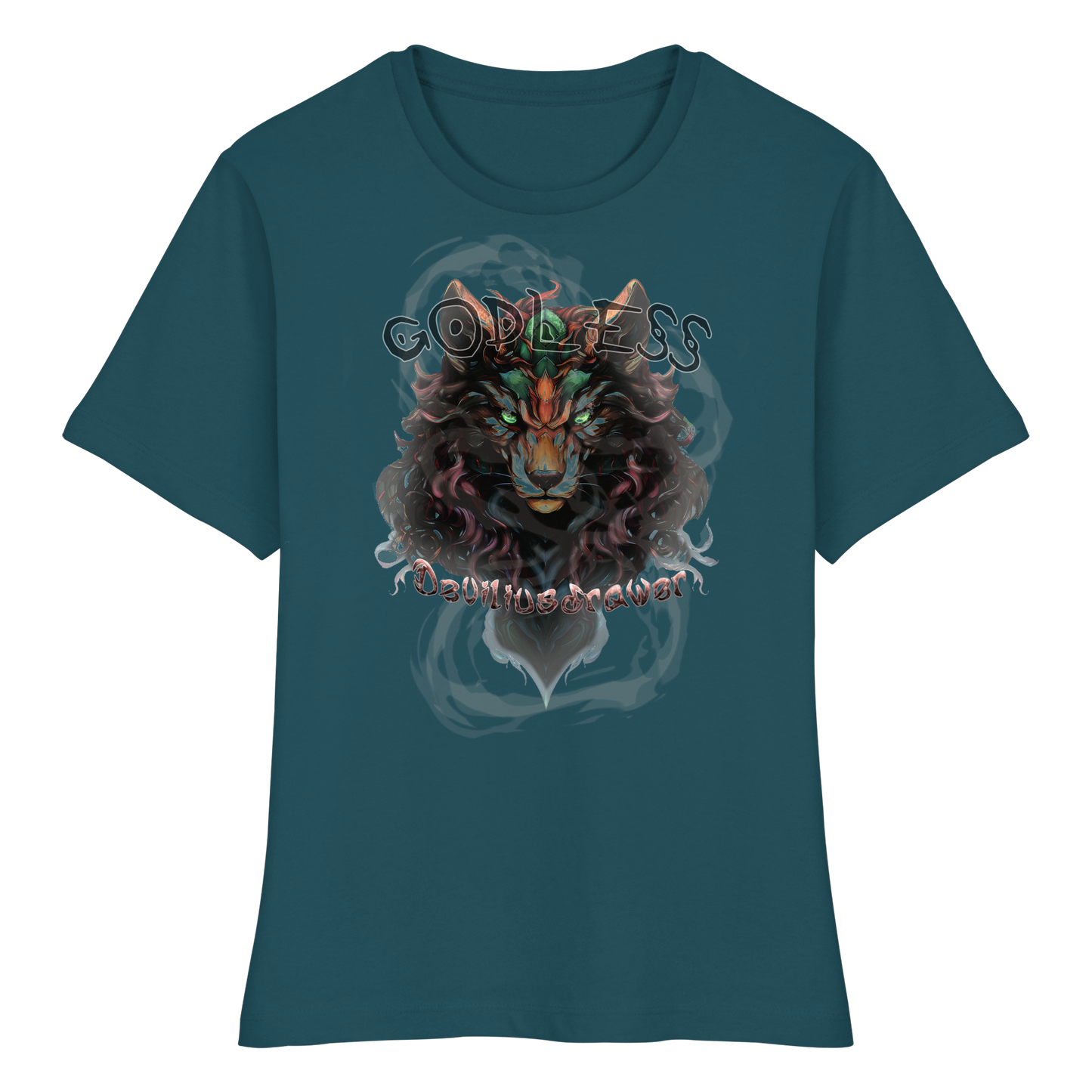 Deviliusdrawer Godless Wolf - Fitted Ladies Organic Shirt