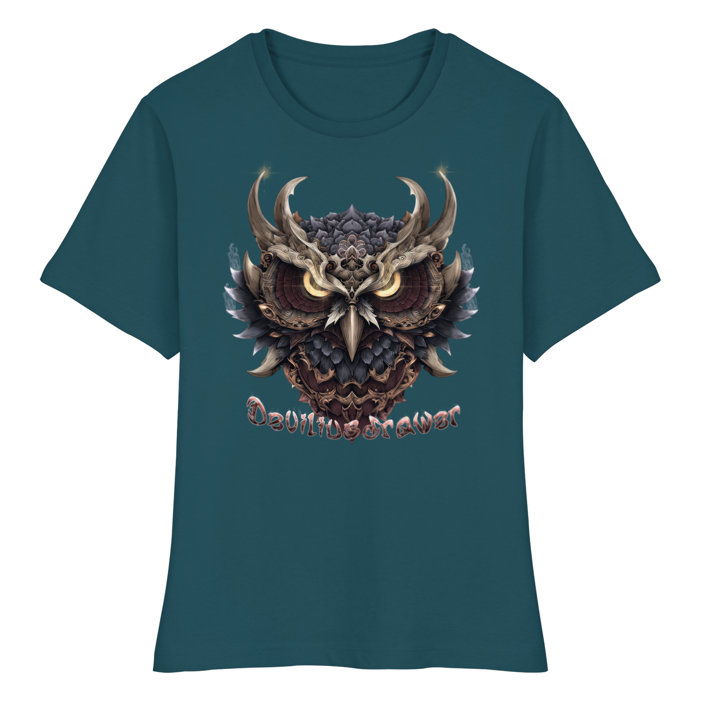 Deviliusdrawer Golden Owl - Fitted Ladies Organic Shirt
