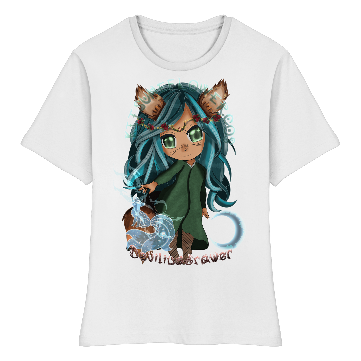 Deviliusdrawer Kitsuneflower - Fitted Ladies Organic Shirt