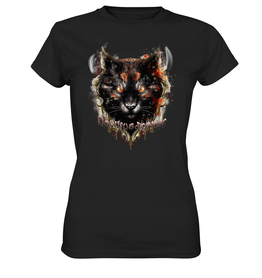 Couple Wear Red Devil Cat - Classic and Ladys Premium T-Shirt